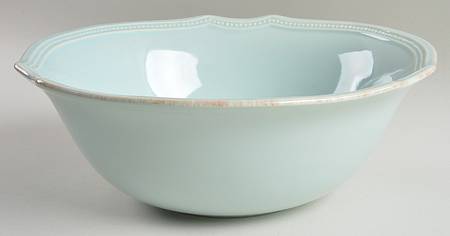 French Perle Bead Ice Blue 10" Round Serving Bowl