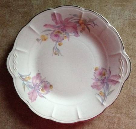 Orchid Handled Cake Plate
