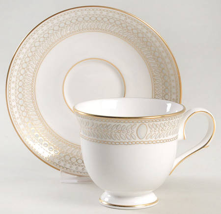 Gilded Pearl Footed Cup & Saucer Set