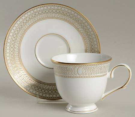 Gilded Pearl Footed Cup & Saucer Set