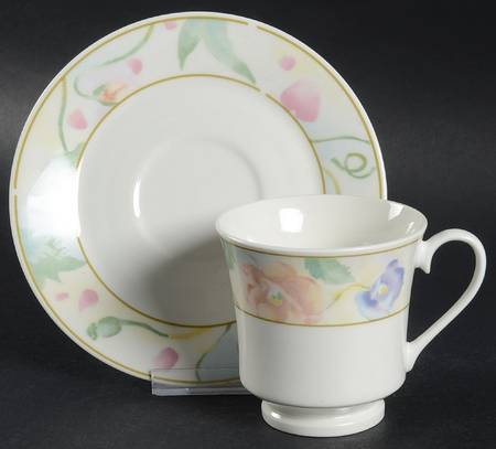 Floral Rhapsody (No Trim) Footed Cup & Saucer Set