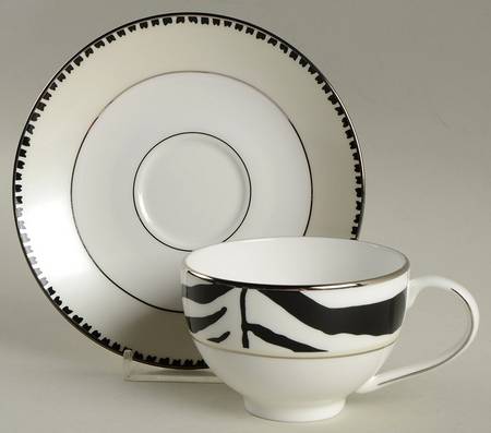 Zebras Platinum Footed Cup & Saucer Set