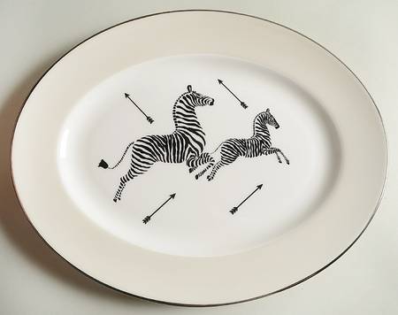 Zebras Platinum 13" Oval Serving Platter