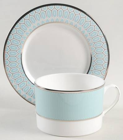 Clara Aqua Flat Cup & Saucer Set