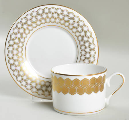 Prismatic Gold Flat Cup & Saucer Set