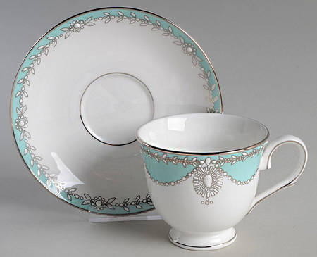 Empire Pearl Turquoise Footed Cup & Saucer Set