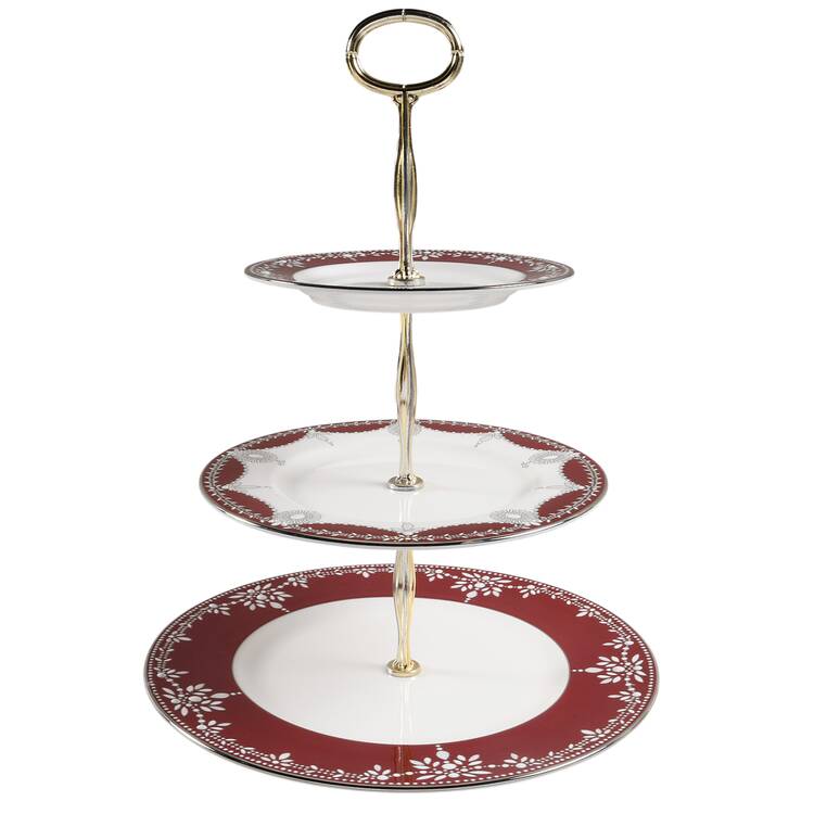 Empire Pearl Wine 13 7/8"-14 1/4" 3-Tiered Serving Tray(DP,SP,BB) HC