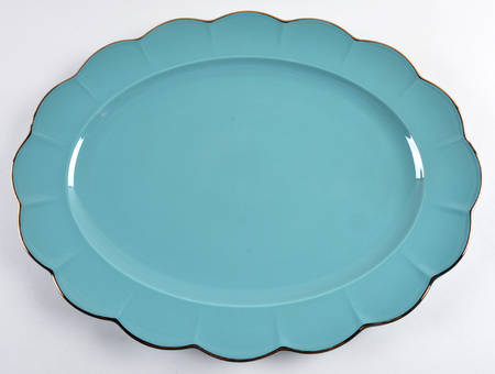 Marchesa Shades Teal 16" Oval Serving Platter
