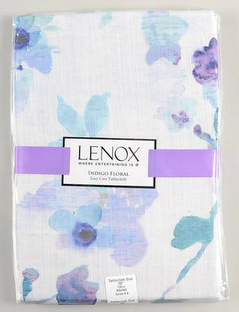 Indigo Watercolor Floral 70" Round Tablecloth