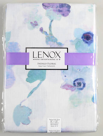 Indigo Watercolor Floral 60" X 120" Rectangular Tablecloth