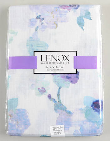 Indigo Watercolor Floral Rectangular Tablecloth 60" X 102"