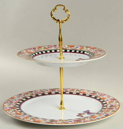 Isabelle Floral 2 Tiered Serving Tray (Dinner & Salad Plate)
