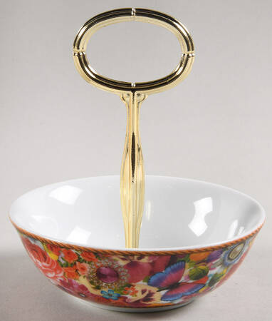 Eliza Stripe 6"-7" Handled Footed Nut Dish HC