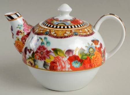 Eliza Stripe Teapot for Individual Teapot & Lid with Cup
