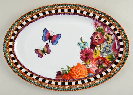 Eliza Stripe 16" Oval Serving Platter