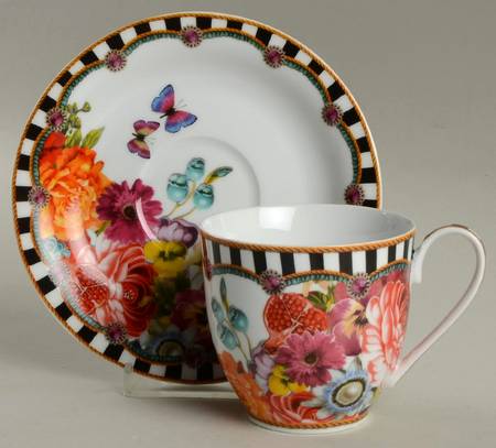 Eliza Stripe Flat Cup & Saucer Set