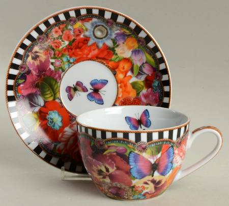 Eliza Stripe Flat Cup & Saucer Set