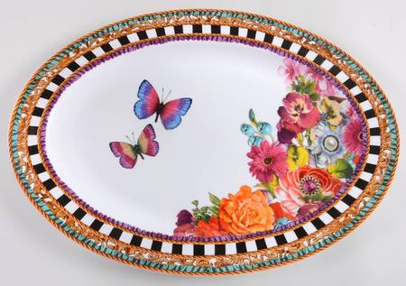 Eliza Stripe 15" Oval Serving Platter