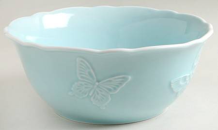 Butterfly Meadow Carved (Blue) 9" Round Vegetable Bowl