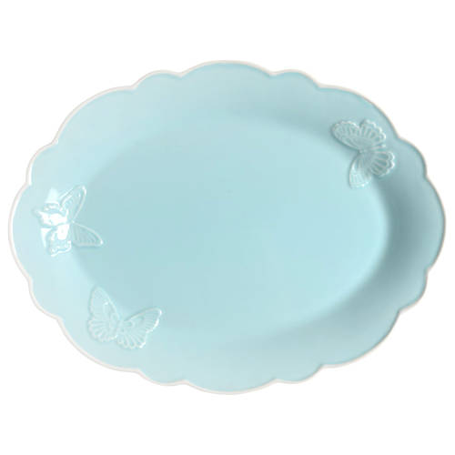 Butterfly Meadow Carved (Blue) 16" Oval Serving Platter