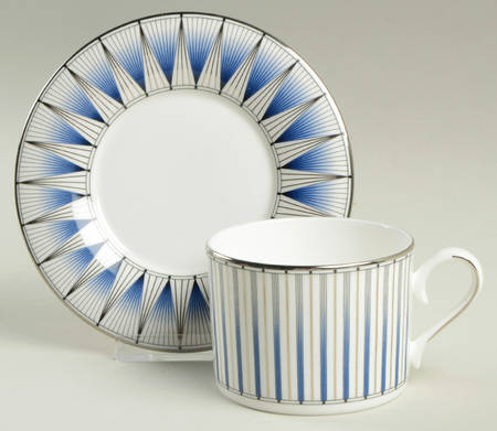 Geodesia Blue Flat Cup & Saucer Set