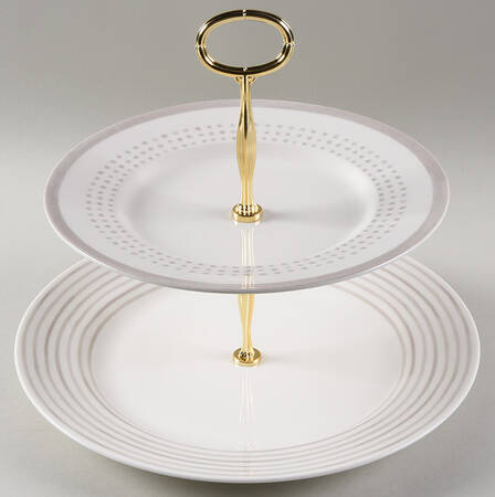 Charlotte Street North Grey 6 5/8"-10"  2 Tiered Serving Tray (Dp, Sp) HC
