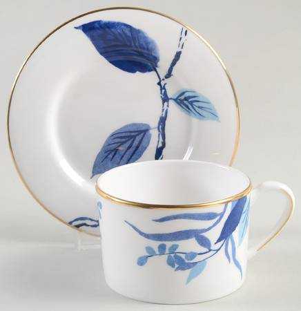 Birch Way Indigo Flat Cup & Saucer Set