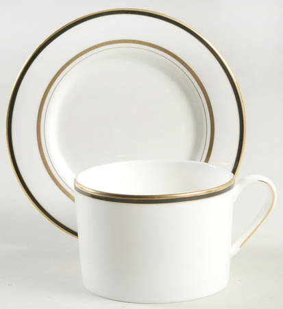 Library Lane Black Flat Cup & Saucer Set