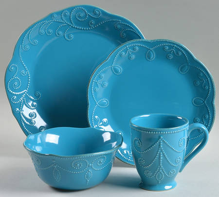 French Perle Peacock 16 Piece Set
