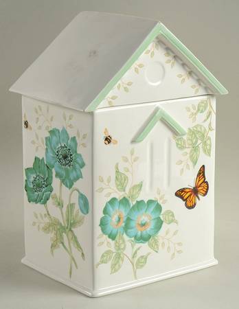 Butterfly Meadow Turquoise House Cookie Jar & Lid