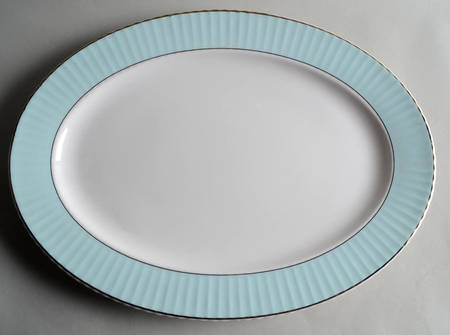 Pleated Colors Aqua 16" Oval Serving Platter