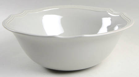 French Perle Bead Grey 10" Round Serving Bowl