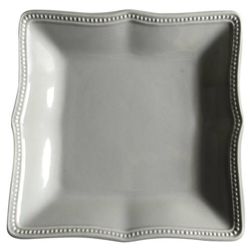 French Perle Bead Grey Square Accent Luncheon Plate