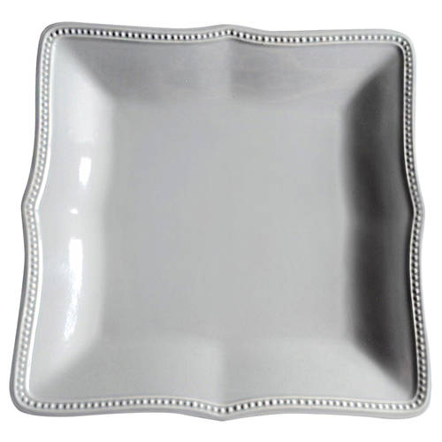 French Perle Bead Grey Square Dinner Plate