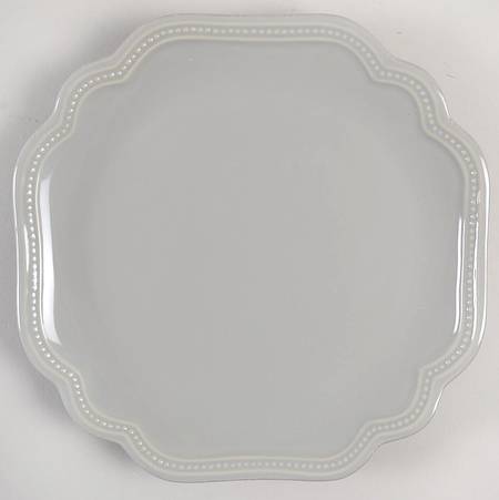 French Perle Bead Grey Accent Luncheon Plate