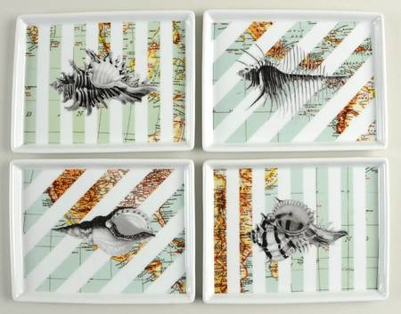 Ocean Travel Appetizer Plate - Set of 4 Motifs