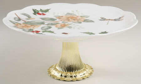 Butterfly Meadow Holiday Cake Stand with 4"-5" Metal Pedestal  Hc