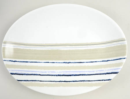 Woven Stripes Lavender 13" Oval Serving Platter