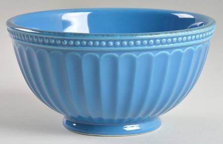 French Perle Groove Marine Blue Soup/Cereal Bowl