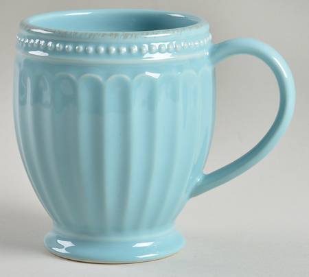 French Perle Groove Robins Egg Blue Mug