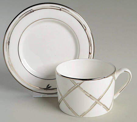 Emmett Street (Platinum Trim) Flat Cup & Saucer Set