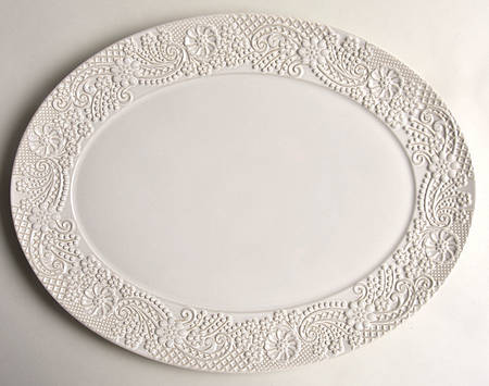 Chelse Muse Reactive Gray 16" Oval Serving Platter