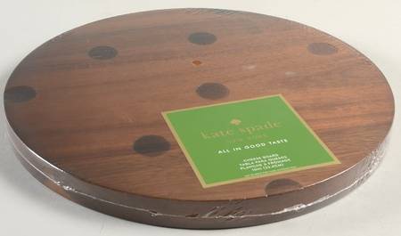 Deco Dot Black Round Wood Cheeseboard w/Ceramic Tile