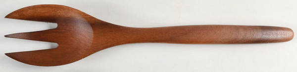 Deco Dot Black Solid Wood Salad Serving Fork