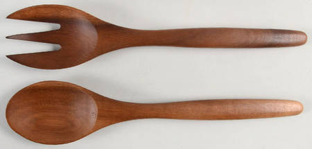 Deco Dot Black Wood Solid 2-Piece Salad Set