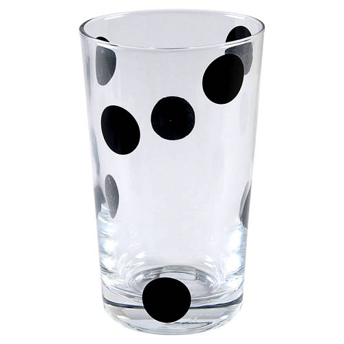 Deco Dot Black 12 Oz Glassware Tumbler
