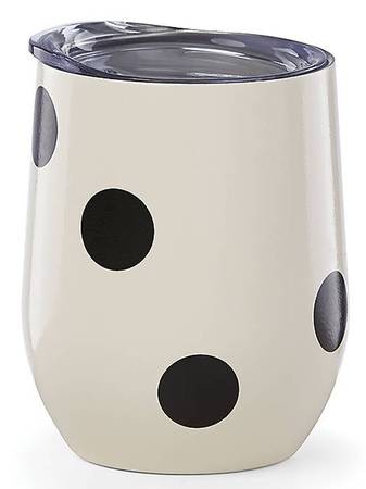 Deco Dot Black Stemless Wine Tumbler & Lid