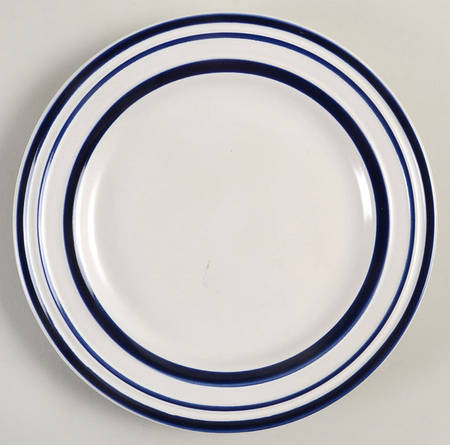 Sculpted Stripe Cobalt Accent Luncheon Plate