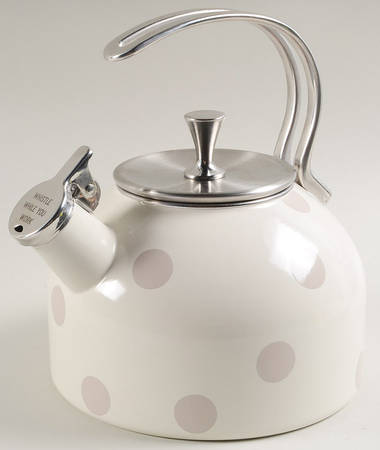 Deco Dot-Beige Metal Kettle & Lid
