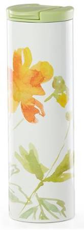 Spring Watercolors Travel Tumbler & Silicone/Plastic Lid